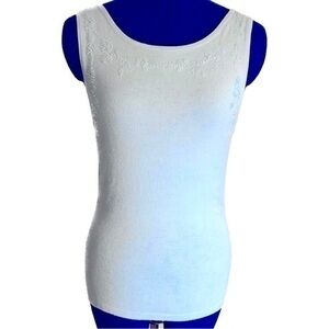 Seraph Sleeveless Tank Top / Light Weight Sweater - Baby Blue - Beaded /  Small